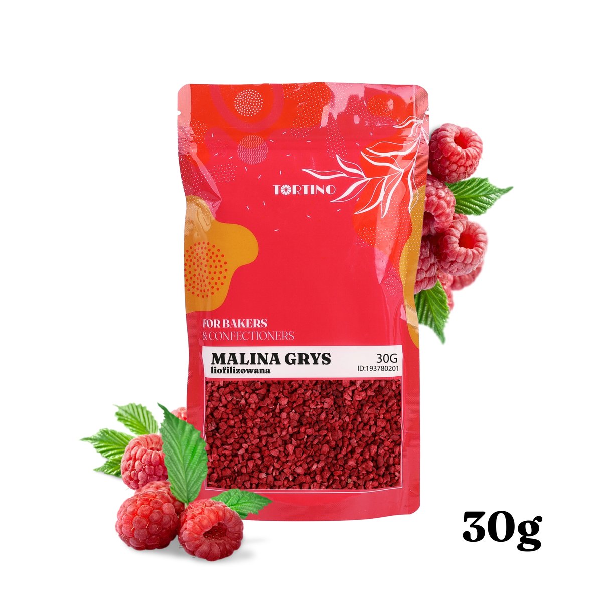 Malina liofilizowana grys 30g Tortino