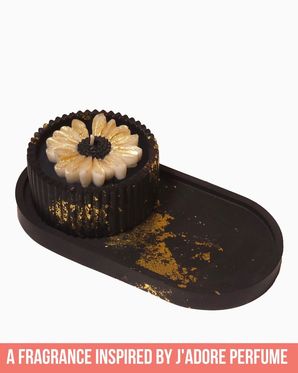 Zestaw Złoty Blask Natury - Świeca Perfumowana 75ml - Podstawka Gipsowa - Zapach Inspirowany Perfumami J'Adore
