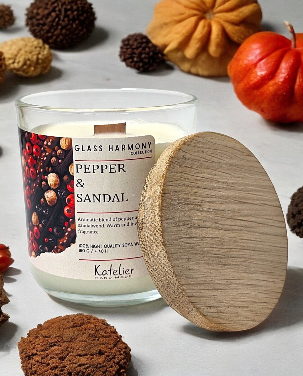 Świeca sojowa - Glass Harmony Collection - 180 ml - Zapach Pepper & Sandal