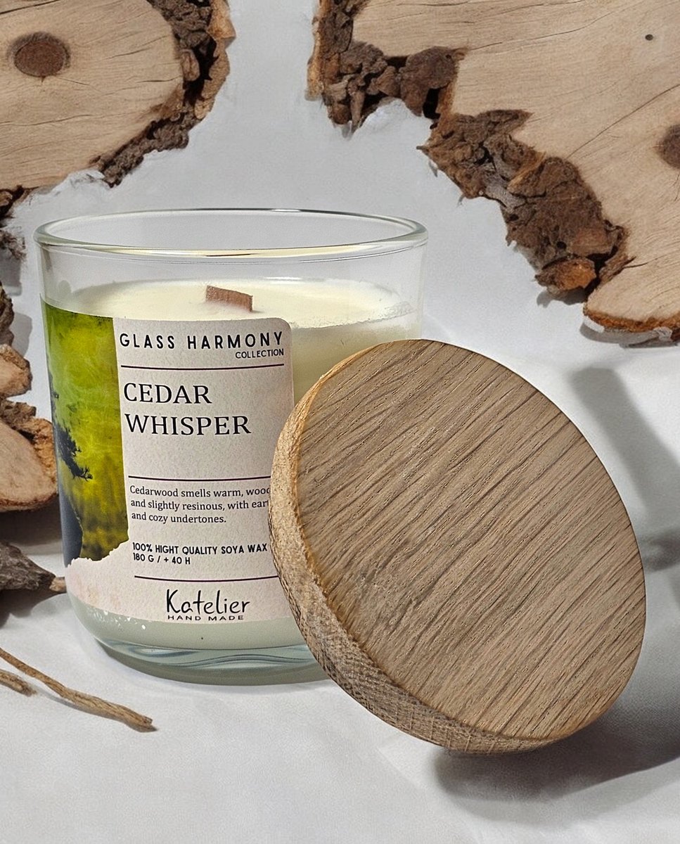 Świeca sojowa - Glass Harmony Collection - 180 ml - Zapach Cedar Whisper