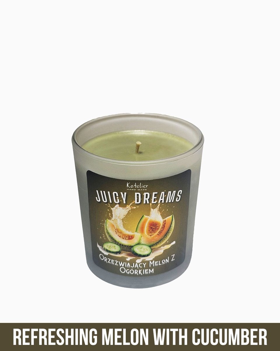 Świeca Sojowa - Juicy Dreams - 140 ml - Zapach Orzeźwiający Melon z Ogórkiem
