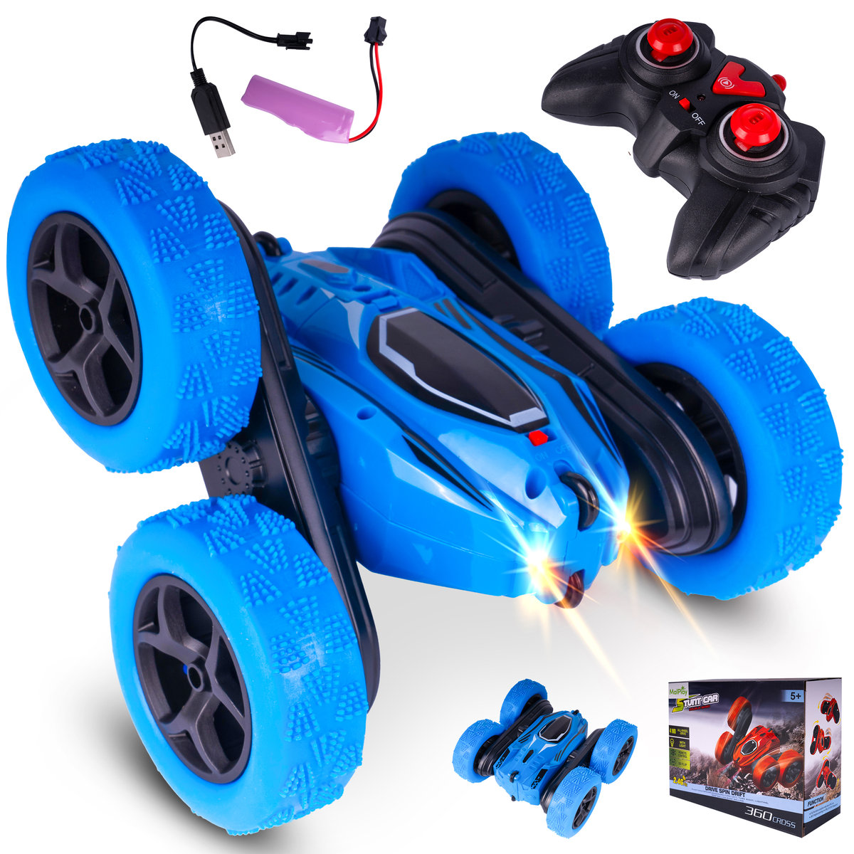 Samochód Twister 360 Zdalnie Sterowany Akrobata Kaskader Auto LED Pilot RC