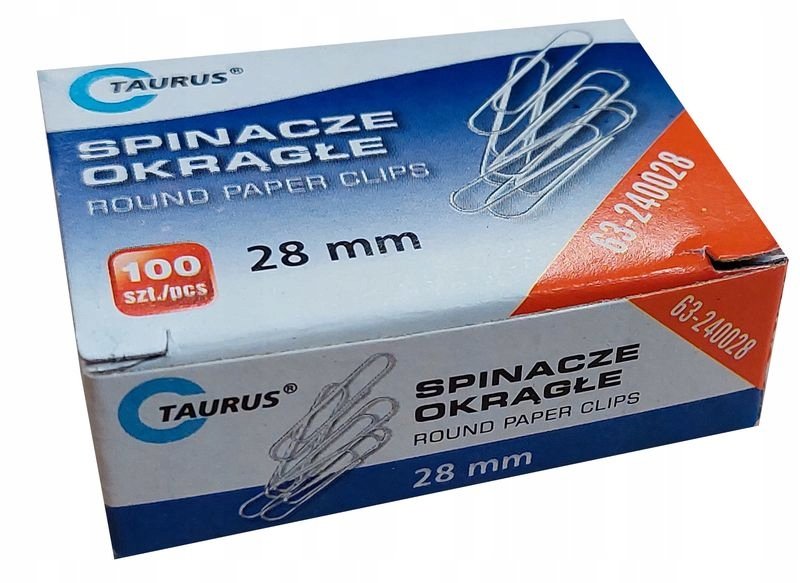 SPINACZE BIUROWE, DŁUGOŚĆ 28mm, 100 SZTUK