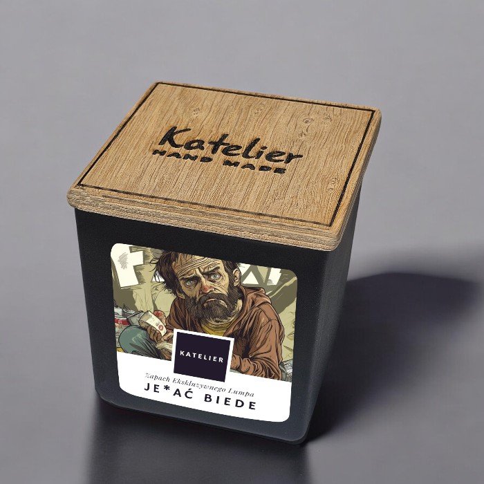 Świeca sojowa - J*bać biede - 250 ml - Zapach Ekskluzywnego Lumpa - Zapach Inspirowany Perfumami Bottega - Płomień bez cenzury