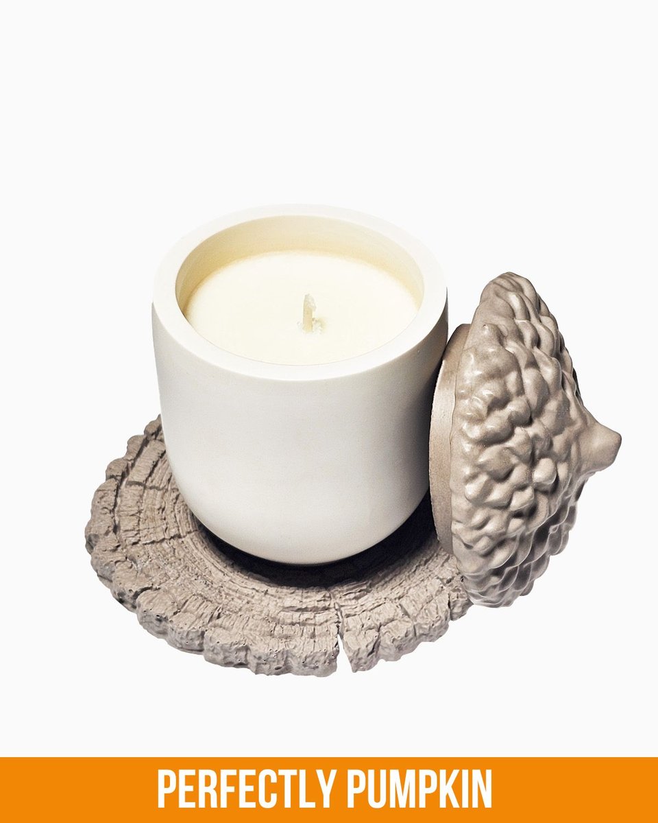 Świeca Zapachowa – Żołądź Aromatów (Szary) – 140 ml – Świeczka idealna na jesienne wieczory – Zapach Perfectly Pumpkin