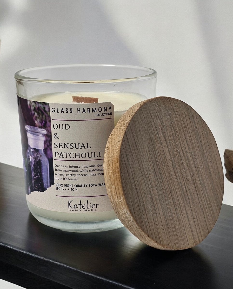 Świeca sojowa - Glass Harmony Collection - 180 ml - Zapach Oud & Sensual Patchouli