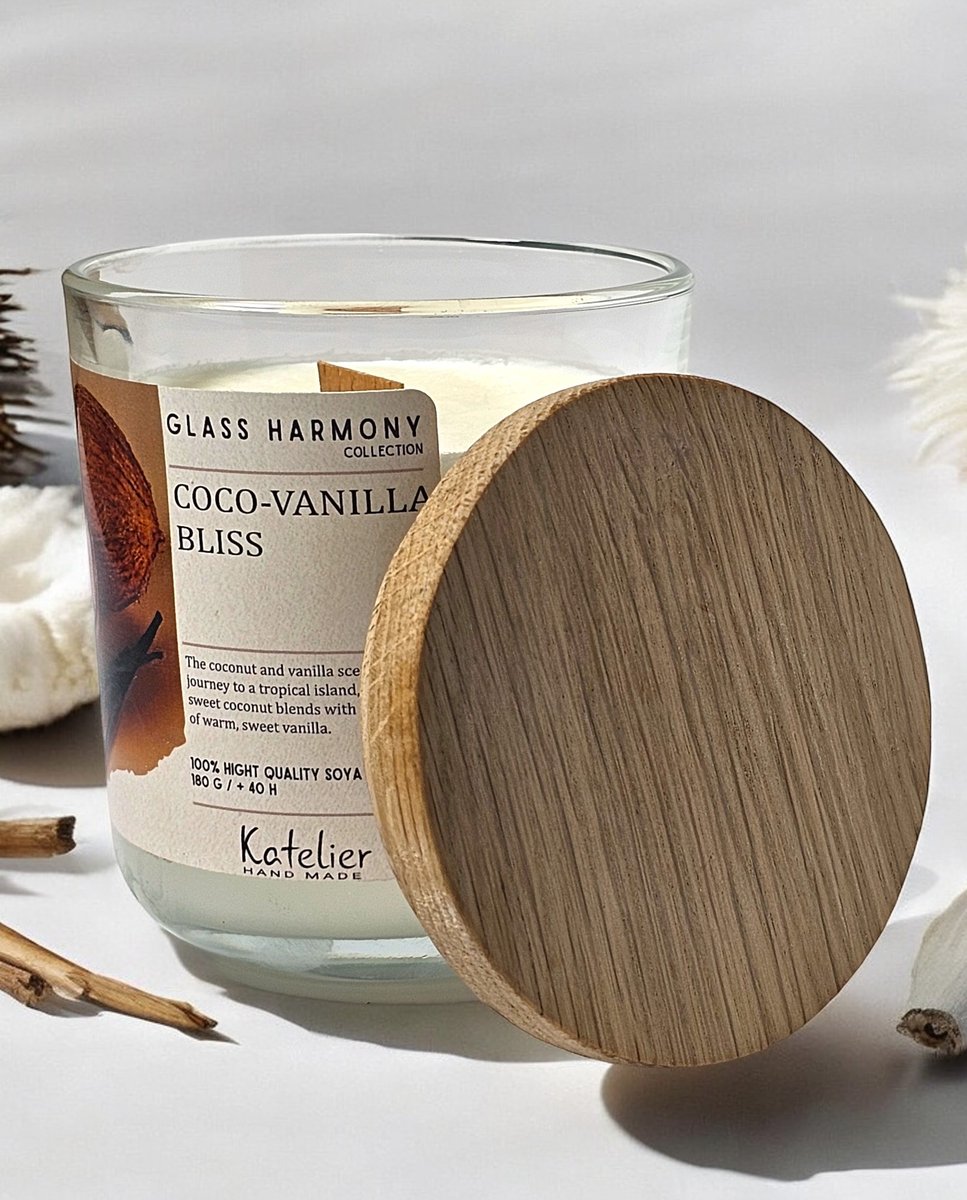 Świeca sojowa - Glass Harmony Collection - 180 ml - Zapach Coco-Vanilla Blis