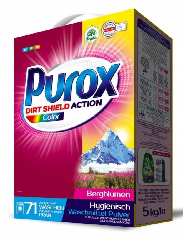 PROSZEK DO PRANIA PUROX 5 KG 60 PR. COLOR W KARTONIE