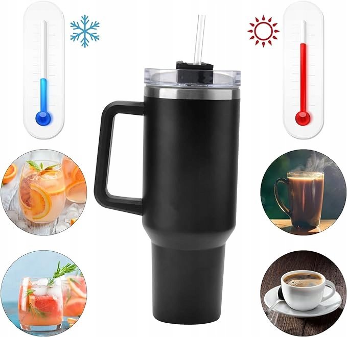 KUBEK TERMICZNY z uchwytem 1200ml DO SAMOCHODU NA KAWĘ I HERBATĘ