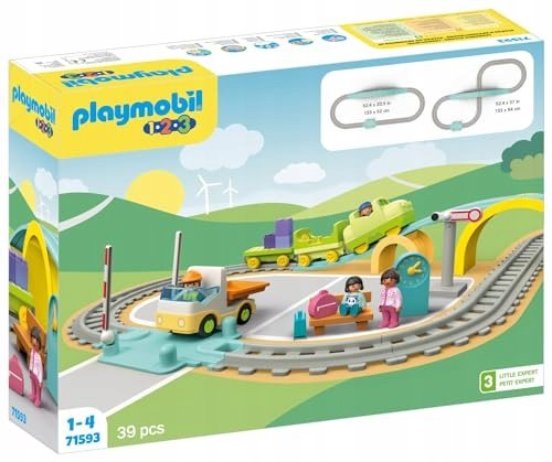 Playmobil 1.2.3 71593 Duża Kolejka Z Wagonami Szlabanem I Zegarem