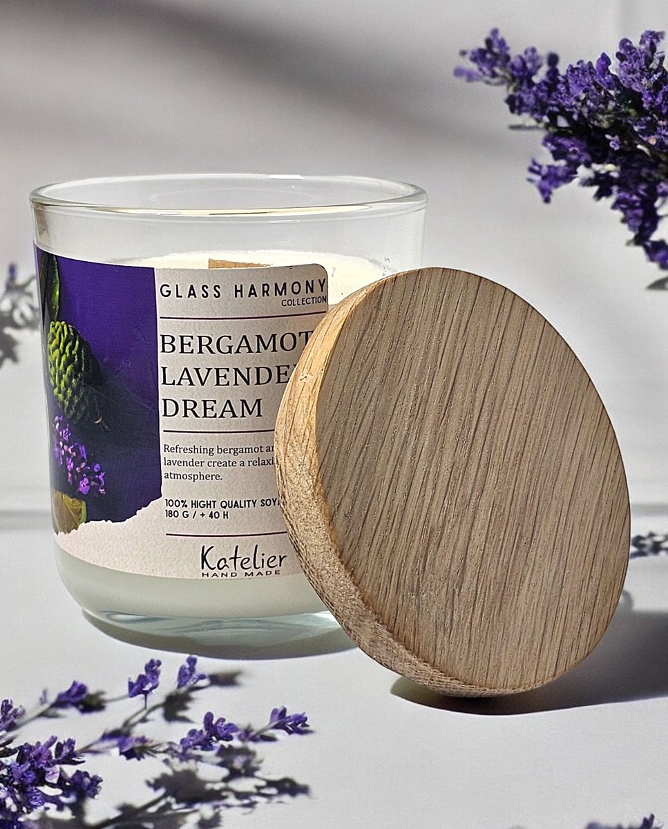 Świeca sojowa - Glass Harmony Collection - 180 ml - Zapach Bergamot Lavender Dream