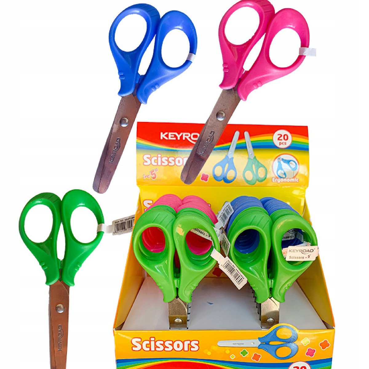 KEYROAD NOŻYCZKI SZKOLNE 12 CM ZESTAW 20 SZT