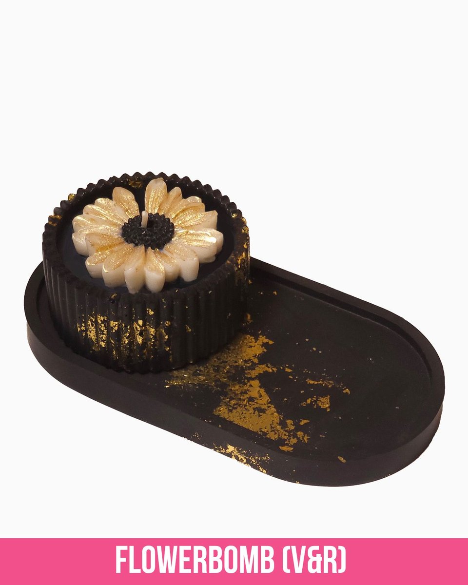 Zestaw Złoty Blask Natury - Świeca Perfumowana 75ml - Podstawka Gipsowa - Zapach Flowerbomb (V&R)