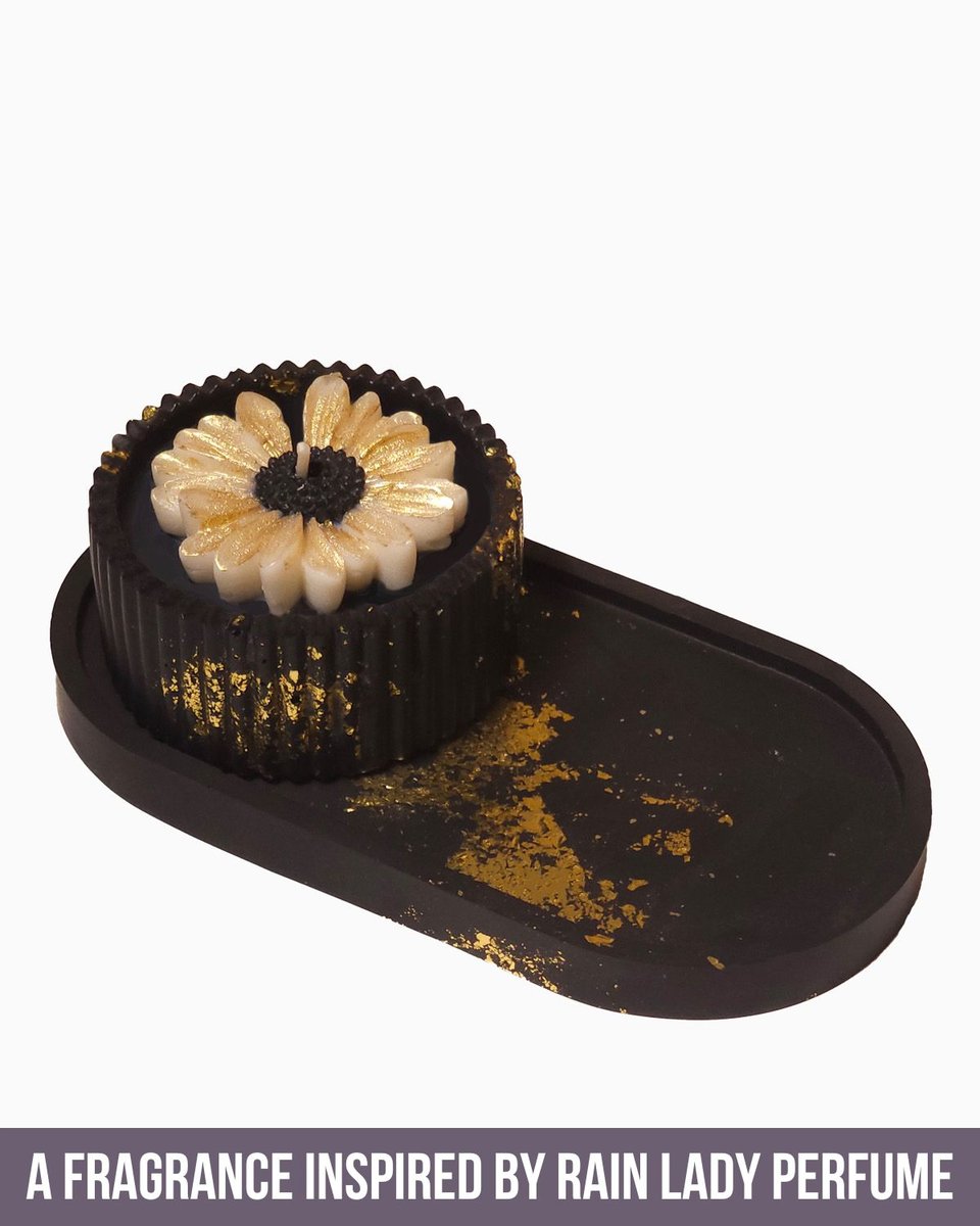Zestaw Złoty Blask Natury - Świeca Perfumowana 75ml - Podstawka Gipsowa - Zapach Inspirowany Perfumami Rain Lady