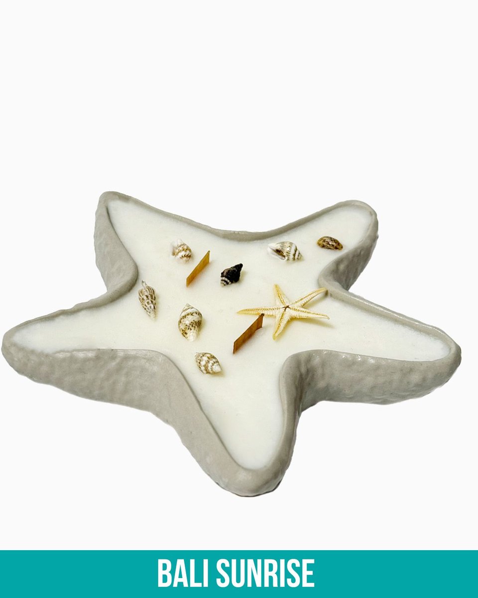 Świeca Zapachowa w kształcie rozgwiazdy - Szara Zatoka Marzeń - 100ml - Zapach Bali Sunrise