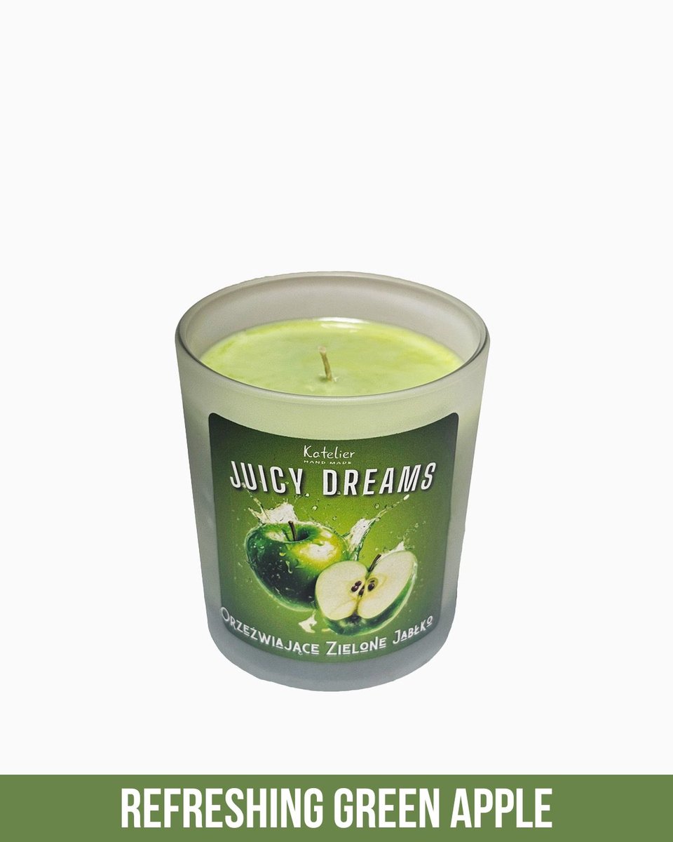 Świeca Sojowa - Juicy Dreams - 140 ml - Zapach Orzeźwiające Zielone Jabłko