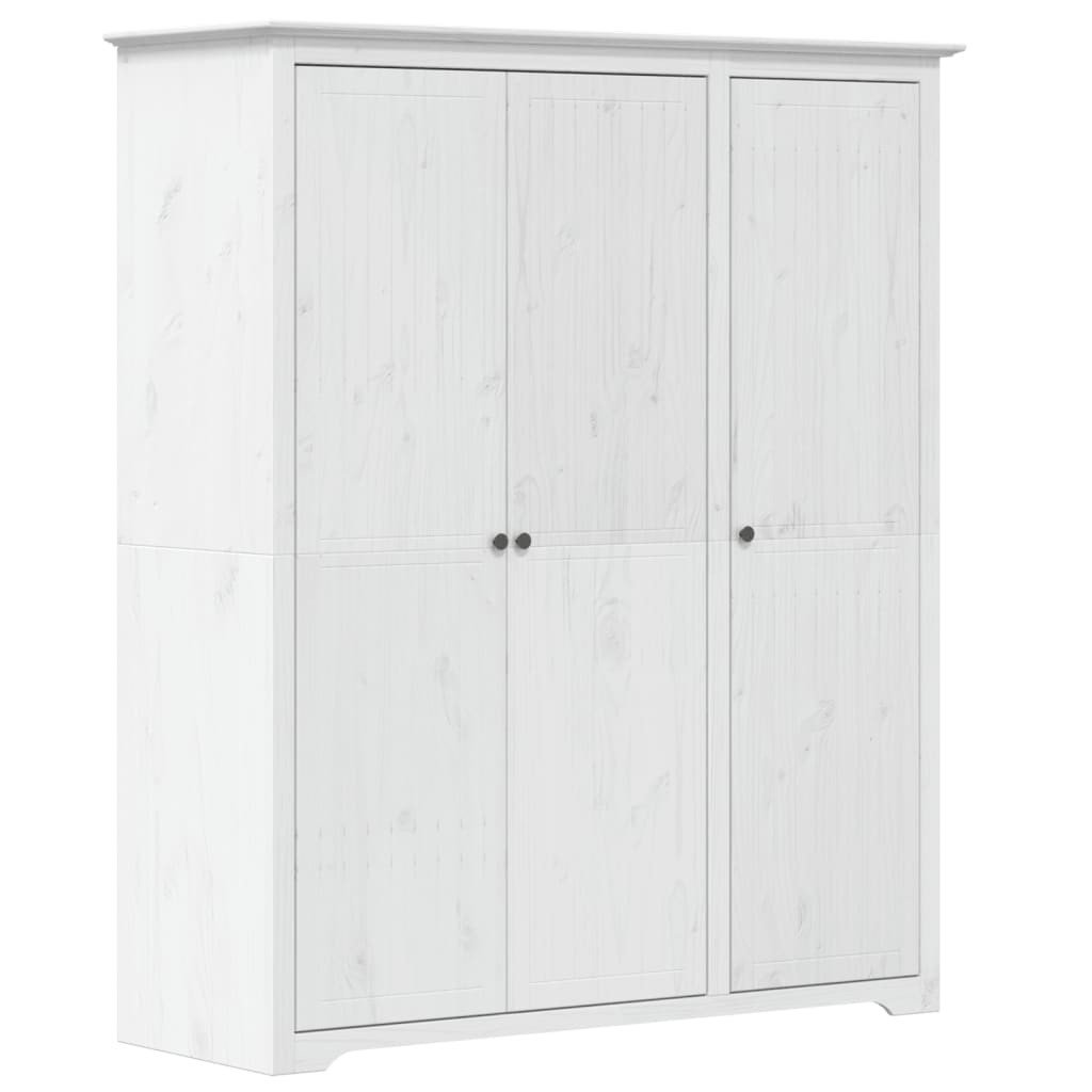 Szafa BODO, biała, 146x53,5x173 cm, lite drewno sosnowe