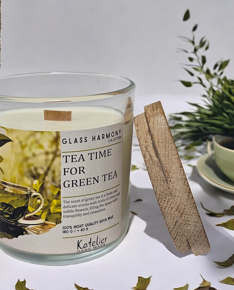 Świeca sojowa - Glass Harmony Collection - 180 ml - Zapach Tea Time For Green Tea