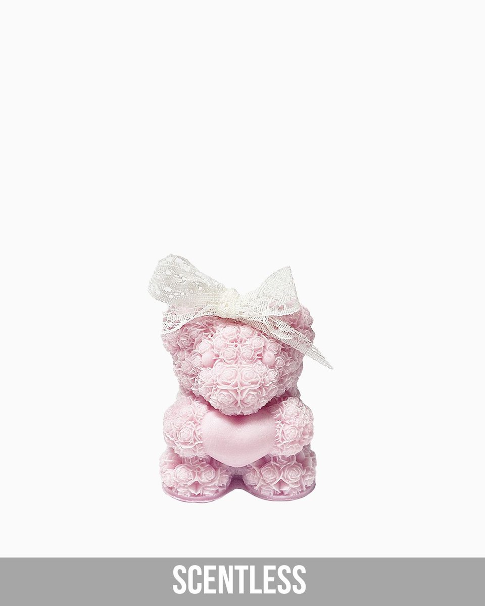 Świeca sojowa - Miś XS - 60 ml (Różowy) - Bezzapachowa