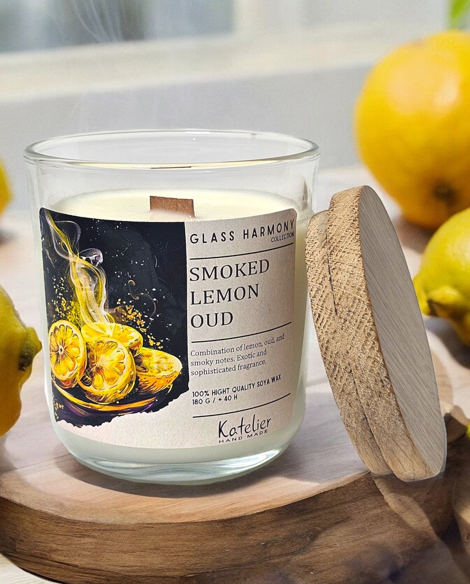 Świeca sojowa - Glass Harmony Collection - 180 ml - Zapach Smoked Lemon Oud