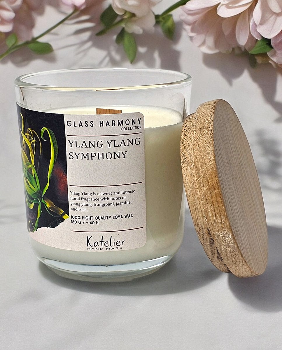 Świeca sojowa - Glass Harmony Collection - 180 ml - Zapach Ylang Ylang