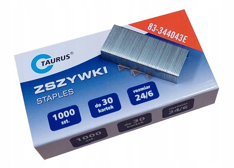 ZSZYWKI 24/6 1000 SZTUK, OSTRE, KOLOR SREBRNY
