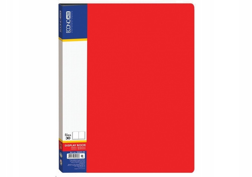 TECZKA NA DOKUMENTY , ALBUM OFERTOWY A4, Z 30 KOSZULKAMI, CZERWONY