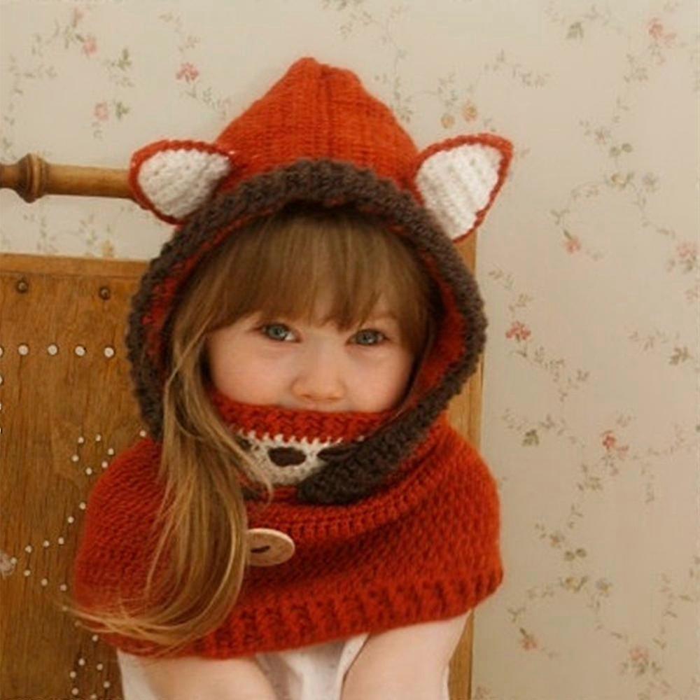 Boże Narodzenie Dziecięcy wełniany kapelusz Kufa Fox Cape Hat Jesień i zima Zwierzęta Ciepła wełniana czapka dziecięca