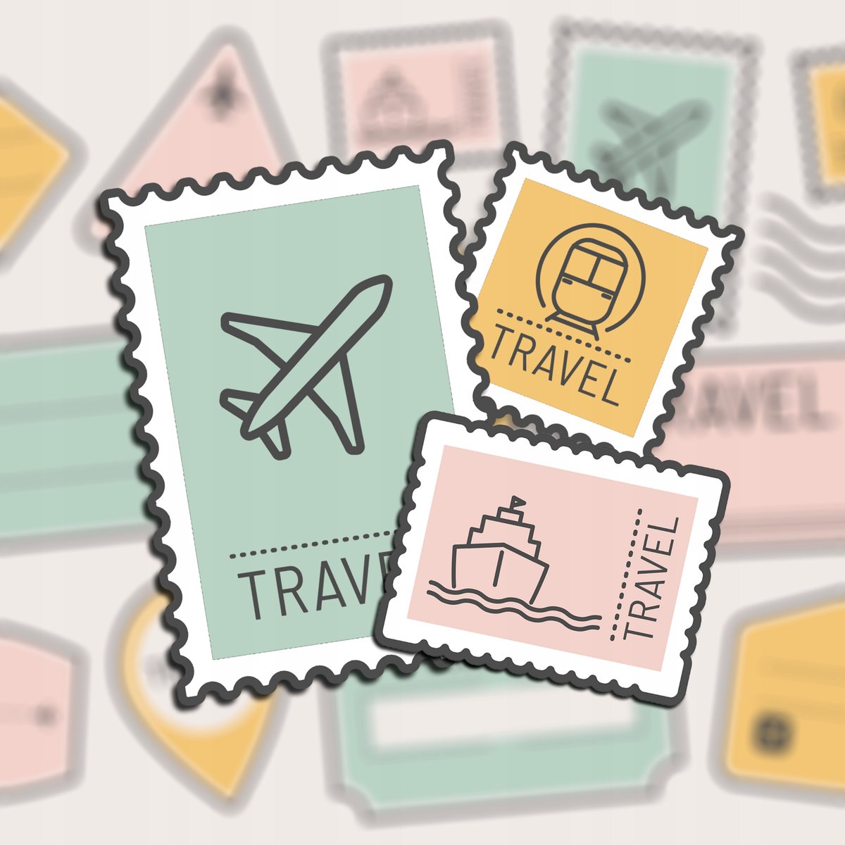 Naklejki Na Walizkę Podróżnicze TRAVEL STAMP 12 sz