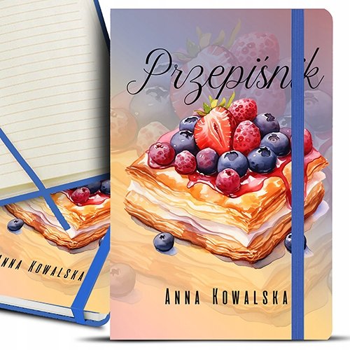 PRZEPIŚNIK ZESZYT NOTES DO PRZEPISÓW A5 GRANATOWY TWOJE IMIĘ Modne Wzory