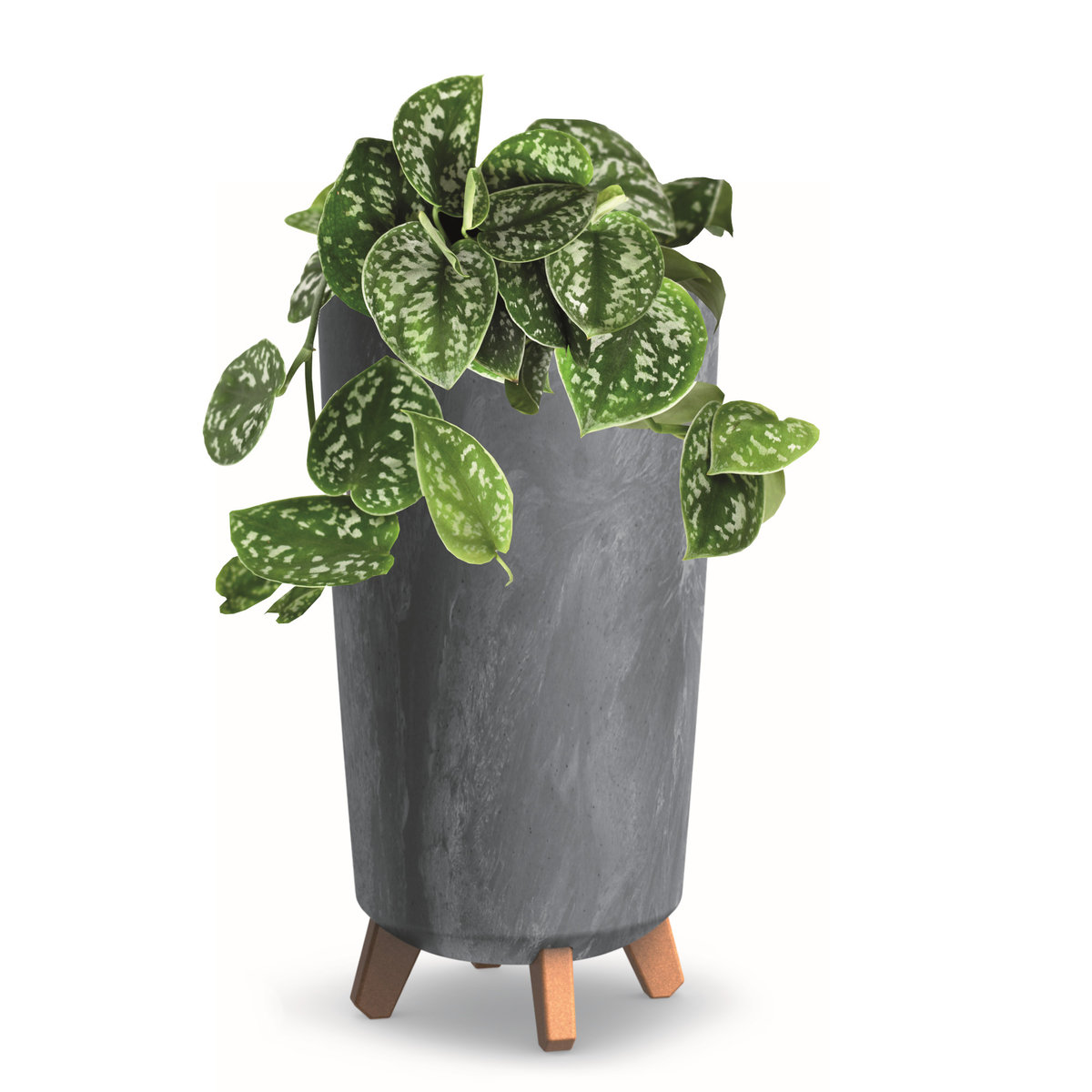 Donica wysoka okrągła 24 cm Beton ciemny szary