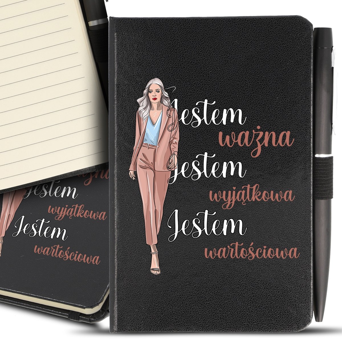 Notes A6 Dla Silnej Kobiety JESTEM WYJĄTKOWA Wzory