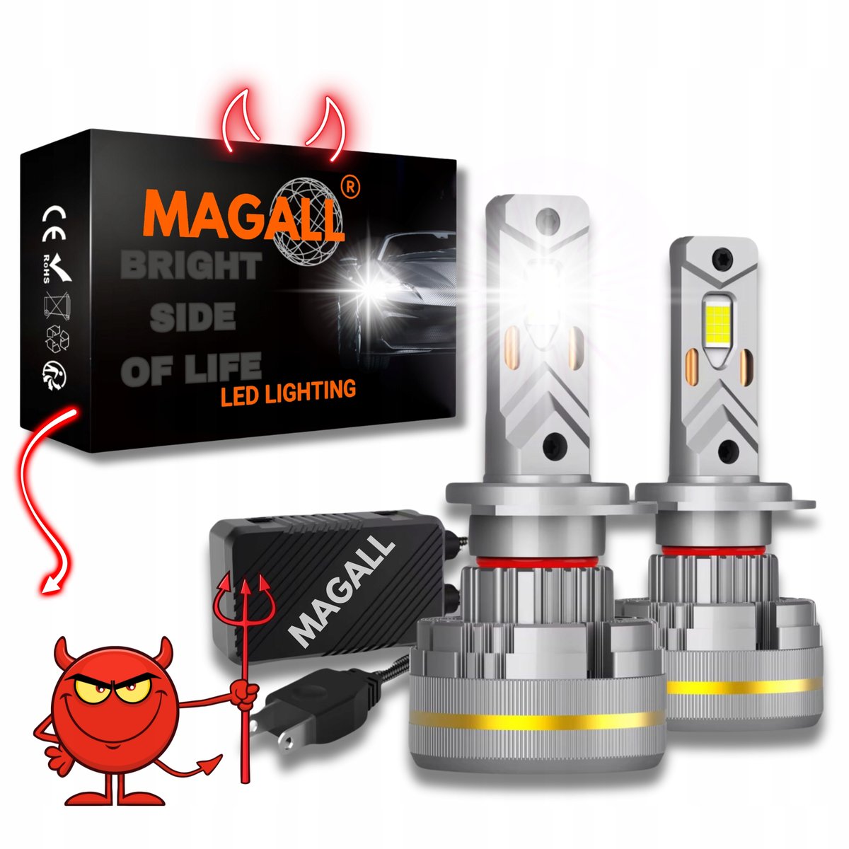 ŻARÓWKI H7 LED CANBUS MAGALL LUCYFER BARDZO MOCNE ŚWIATŁO 48000LM 200W
