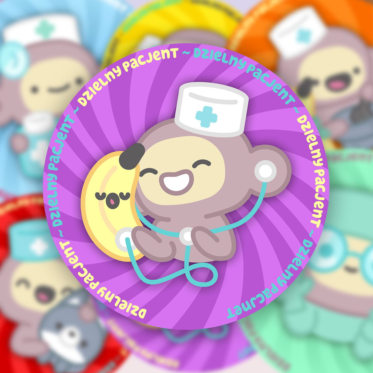 Naklejki Dla Dzieci DZIELNY PACJENT Małpka - 6 szt