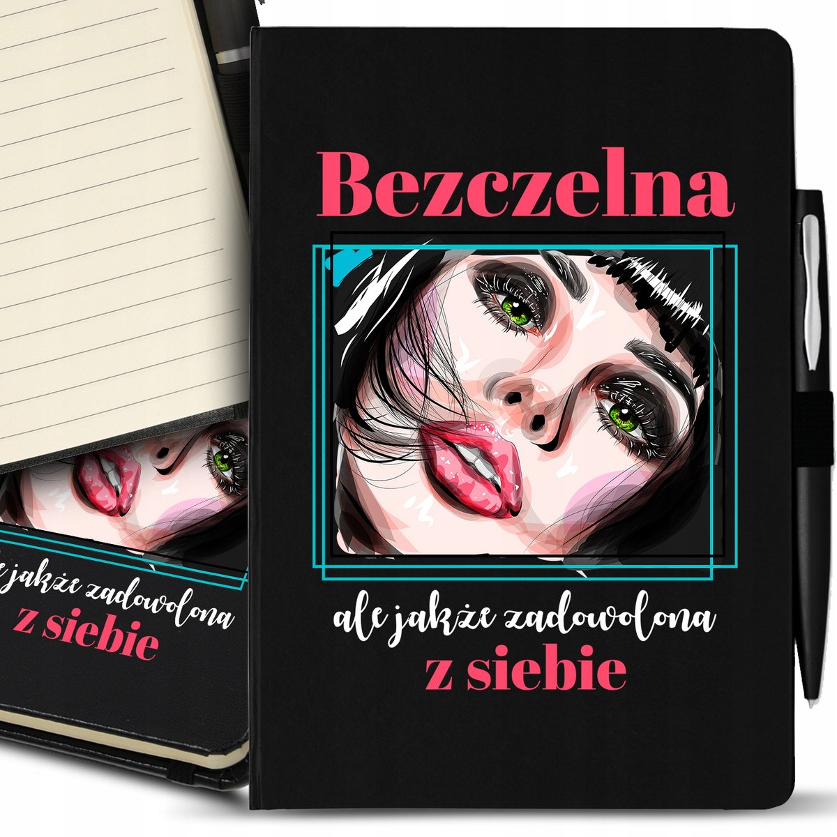 Notes A5 Czarny + Długopis BEZCZELNA ZADOWOLONA Wz
