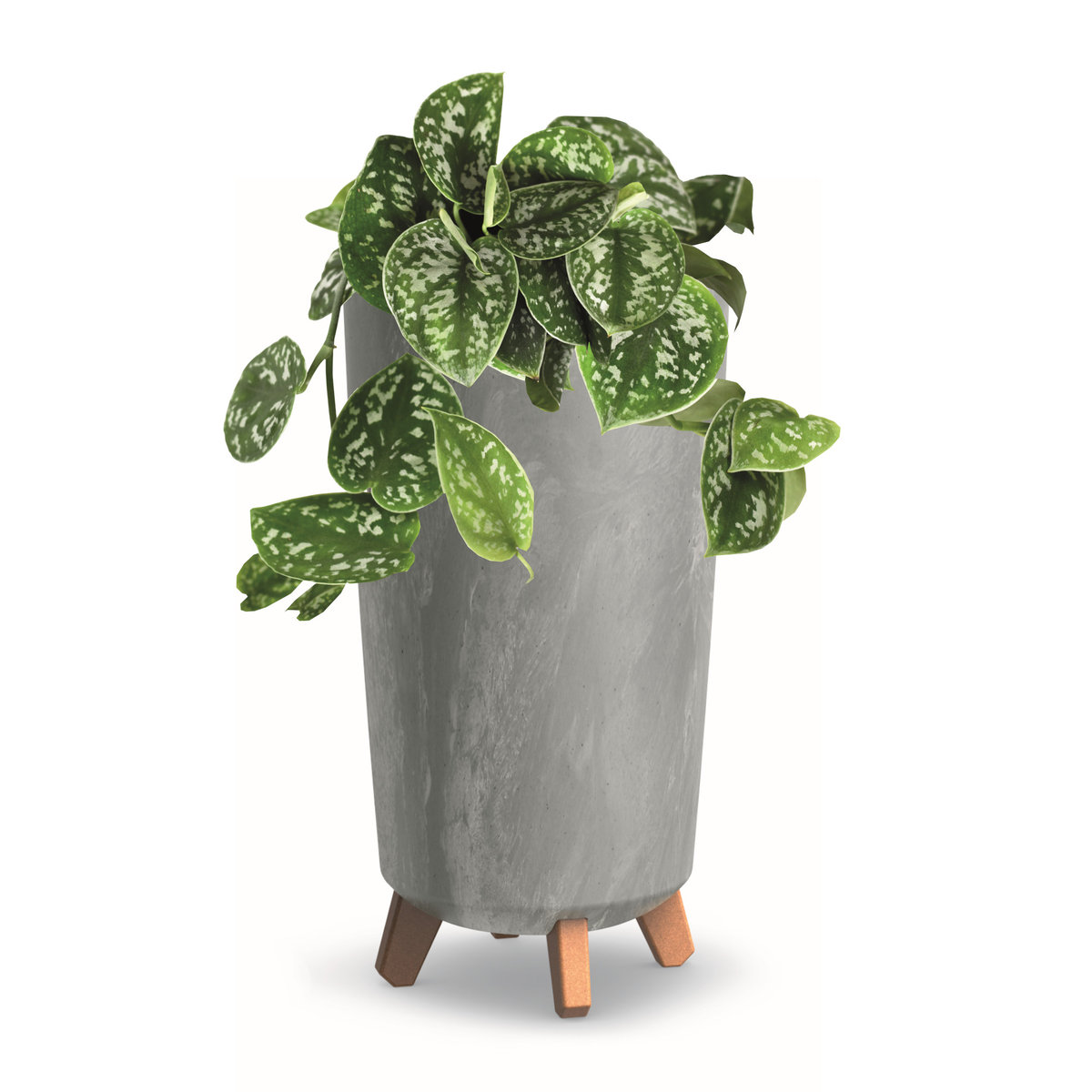 Donica wysoka okrągła 19,5 cm Beton szary