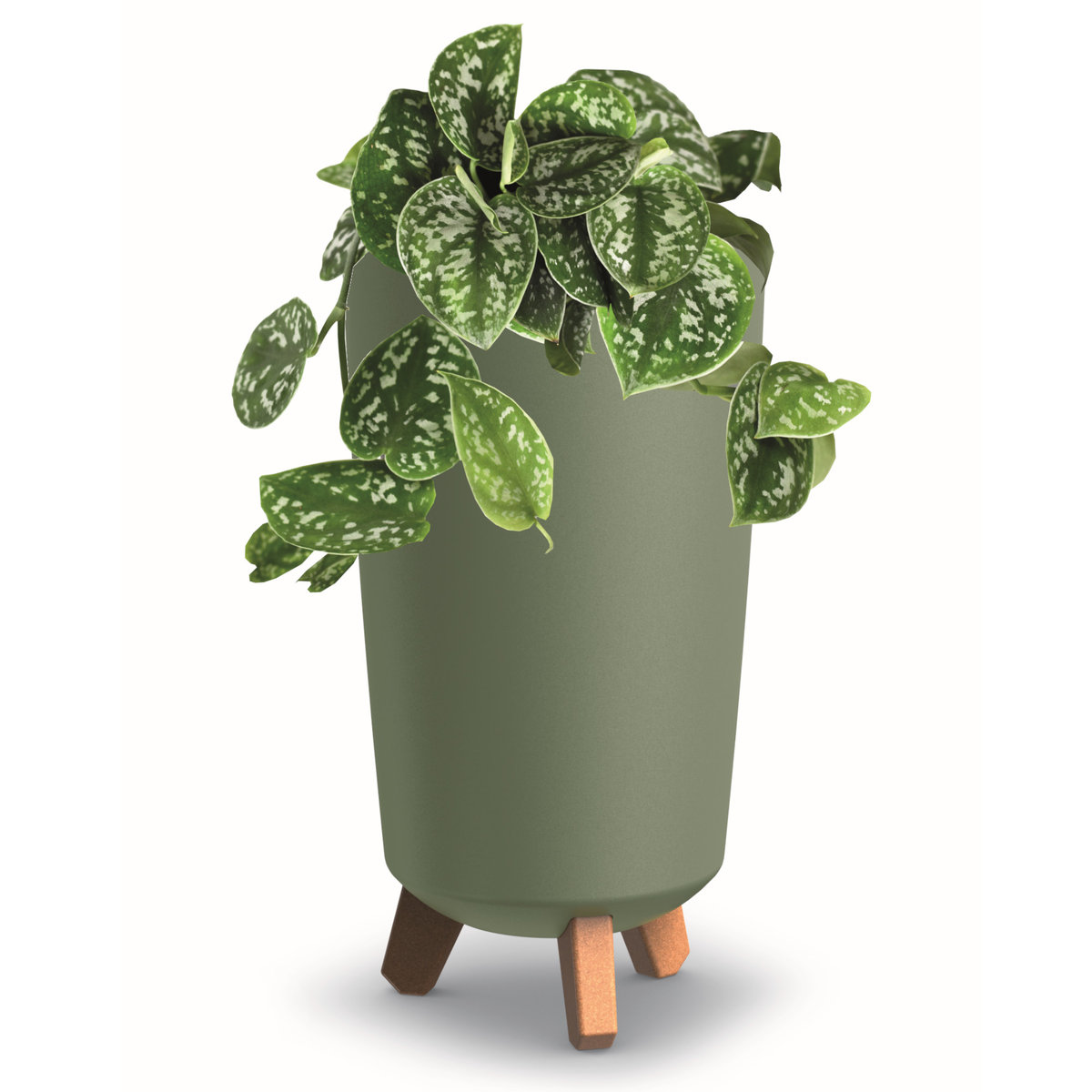 Donica wysoka tuba okrągła 23,9 cm zielony mat