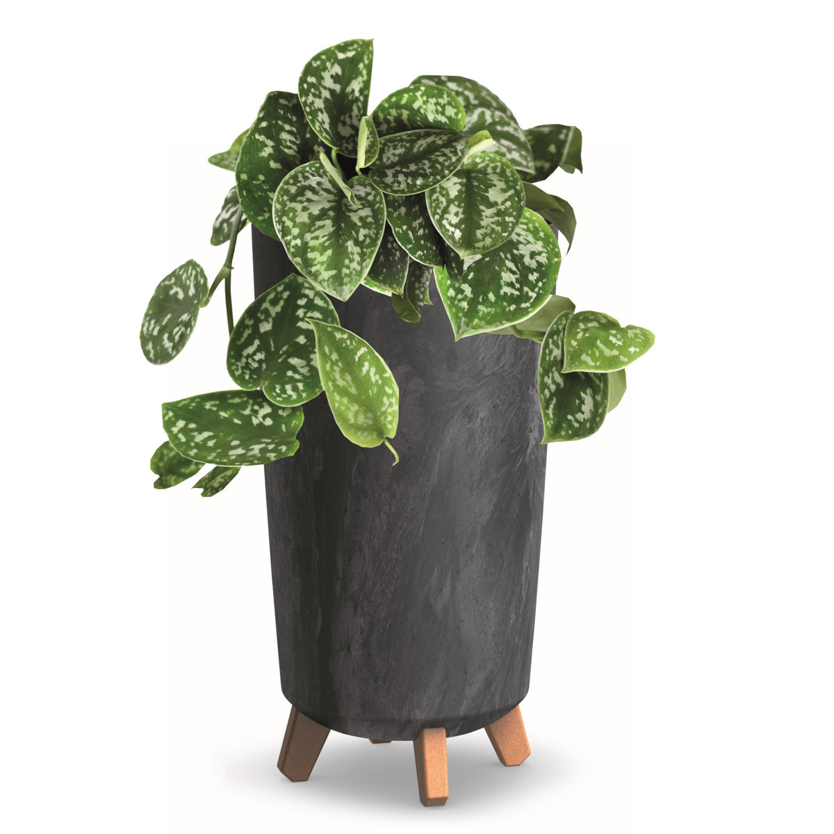 Donica wysoka okrągła 24 cm Beton antracyt