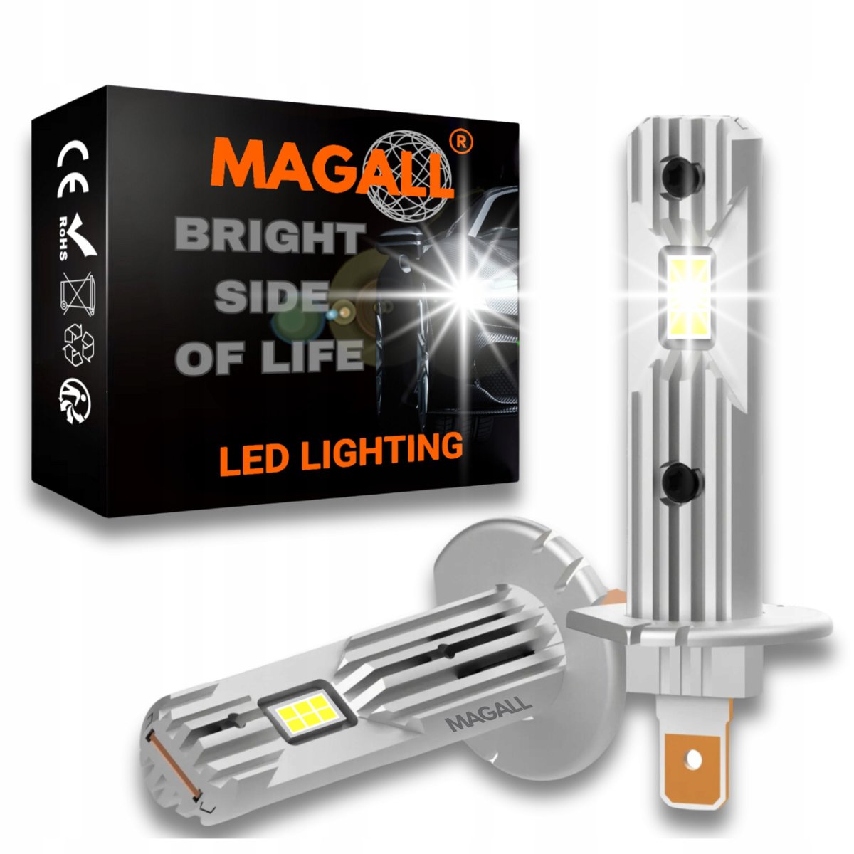 ŻARÓWKI H1 LED MAGALL ONE TO ONE MOCNE BIAŁE ŚWIATŁO 6500K 16000LM 12V