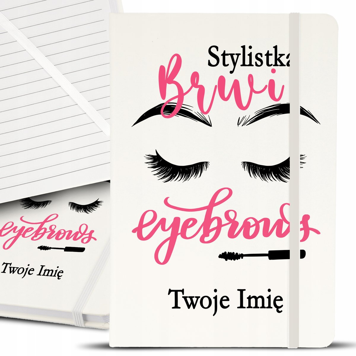 Notes Notatnik A5 Biały DLA STYLISTKI RZĘS IMIĘ Wz