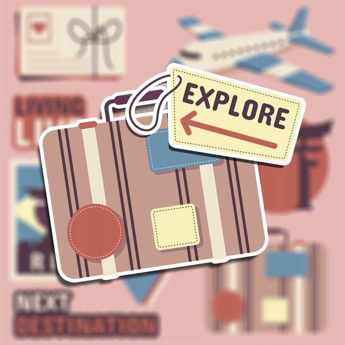 Naklejki Na Walizkę Sticker Podróże EXPLORE 10 szt
