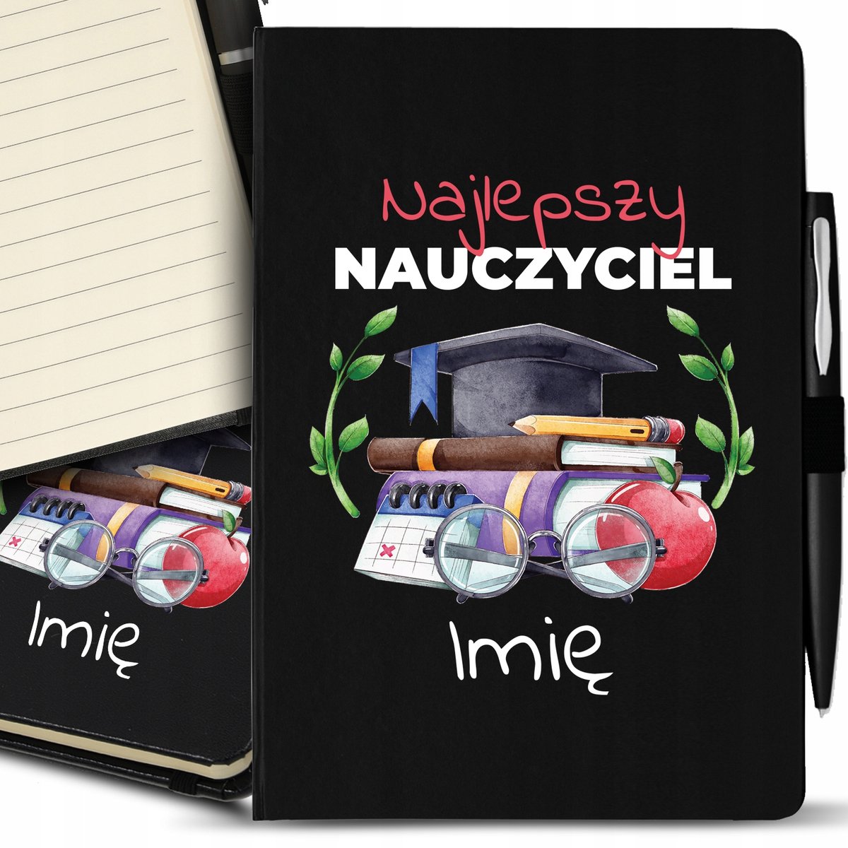 Notes A5 Czarny + Długopis DLA NAUCZYCIELA IMIĘ Wz