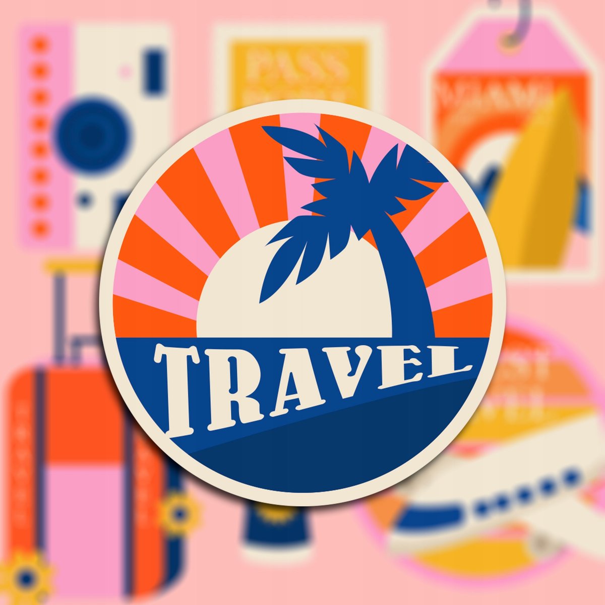 Naklejki Na Walizkę Podróżnicze TRAVEL TIME 9 szt