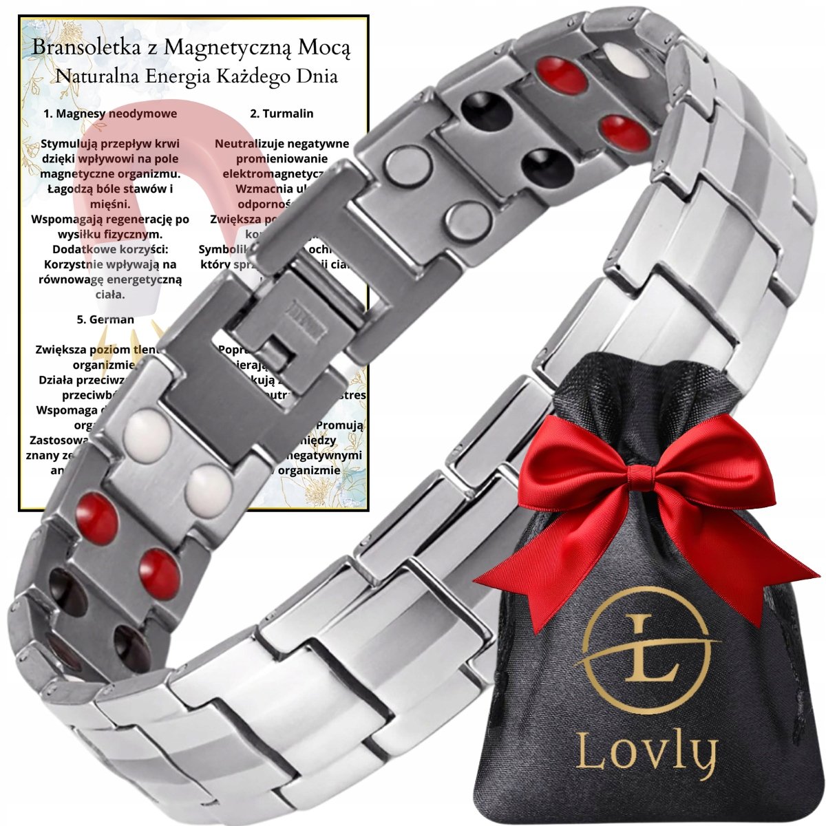 MODNA Bransoletka Magnetyczna Moc Zdrowotna Męska STAL NIERDZEWNA PREMIUM