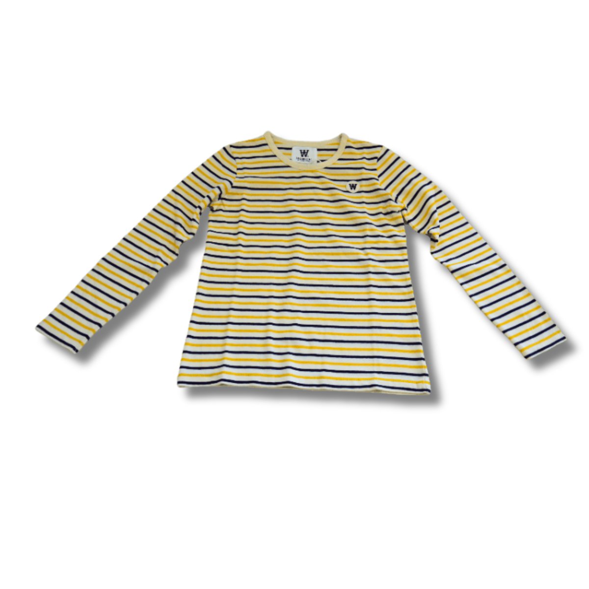 Koszulka z długim rękawem Wood Wood Kim Off-white/yellow stripes - 10235409-2323-Stripes-5-6y