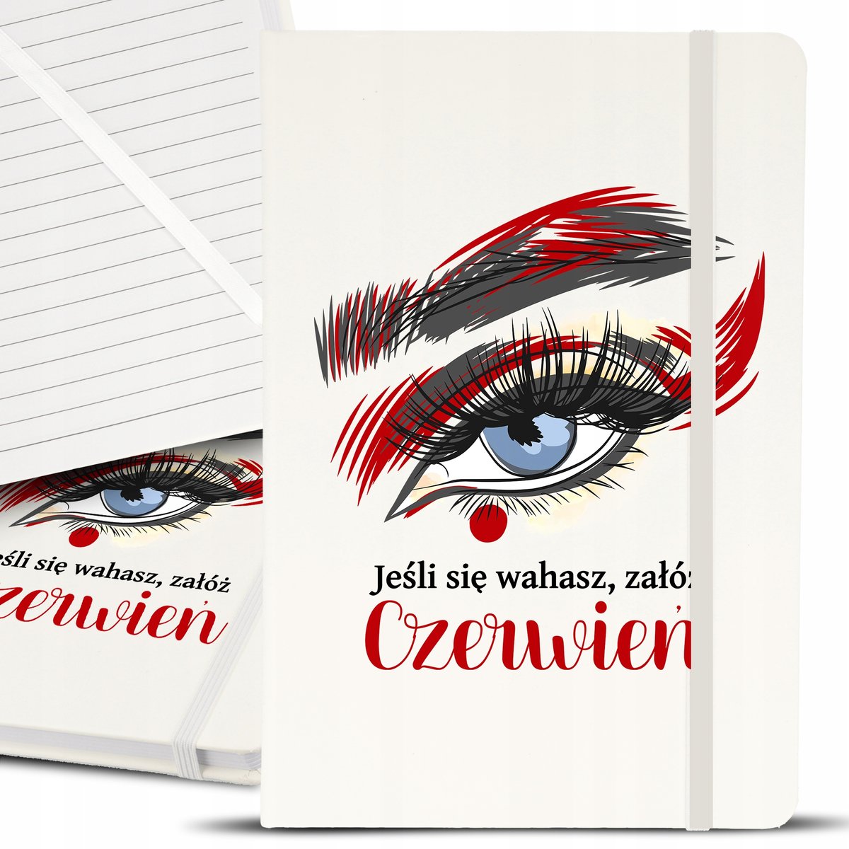 Notes A5 Biały Makijażystki ZAŁÓŻ CZERWIEŃ Wzory