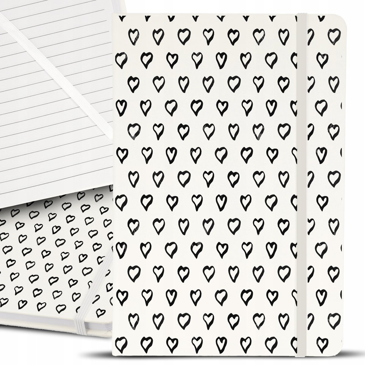Notes Notatnik Bujo A5 Biały SERCA HEART Top Wzory