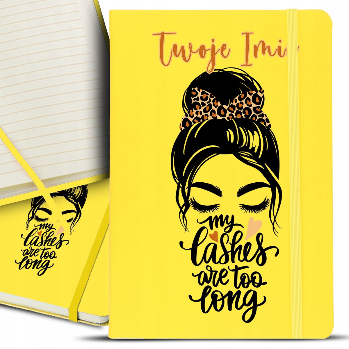 Notes Notatnik Bujo A5 Żółty DLA RZĘSIARY IMIĘ Wz