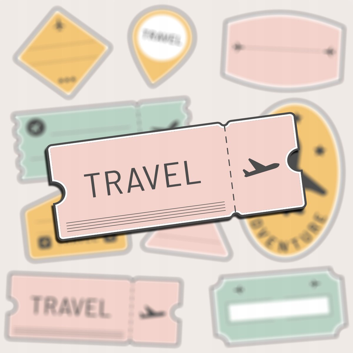 Naklejki Na Walizkę Sticker Podróże TRAVEL 9 szt
