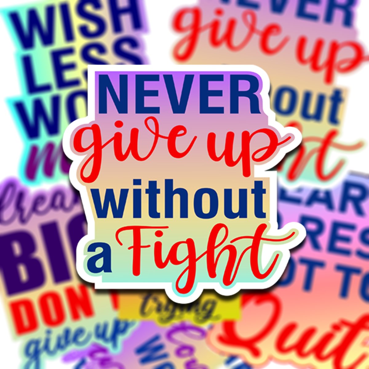 Zestaw Naklejek Do Notesu Zeszytu NEVER GIVE UP